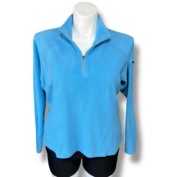 LL Bean Womens Quarter Zip Fleece Pullover Shirt Top Blue Outdoor Winter XL - Picture 1 of 9